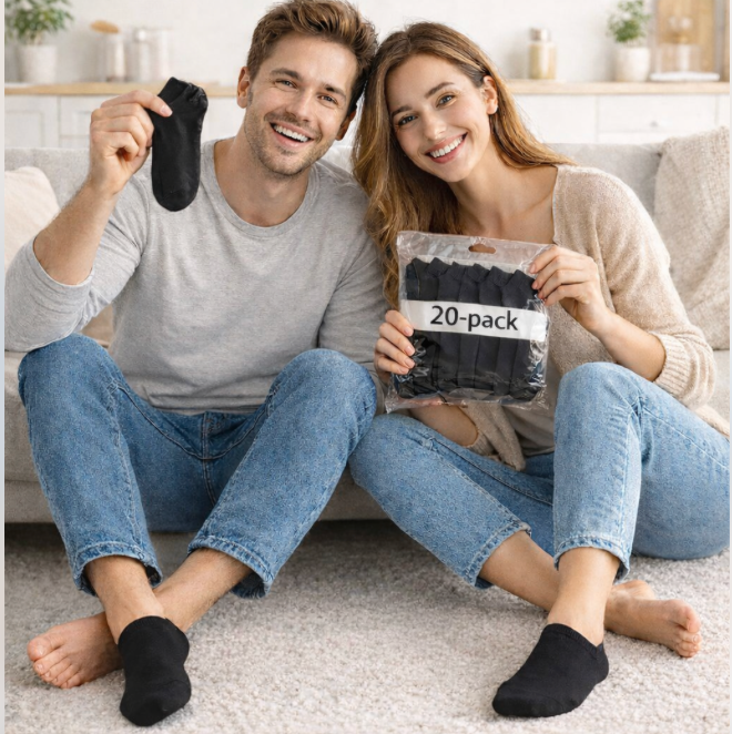 20-pack svarta vardagsstrumpor (37–41) svarta eller vita
